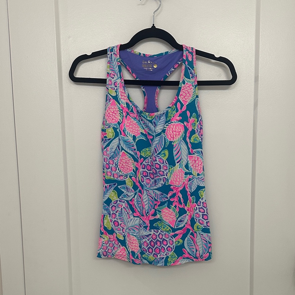 Womens Lilly Pulitzer Bra tank UPF 50+ Tank Turtle Wave XS Maldives Luxletic